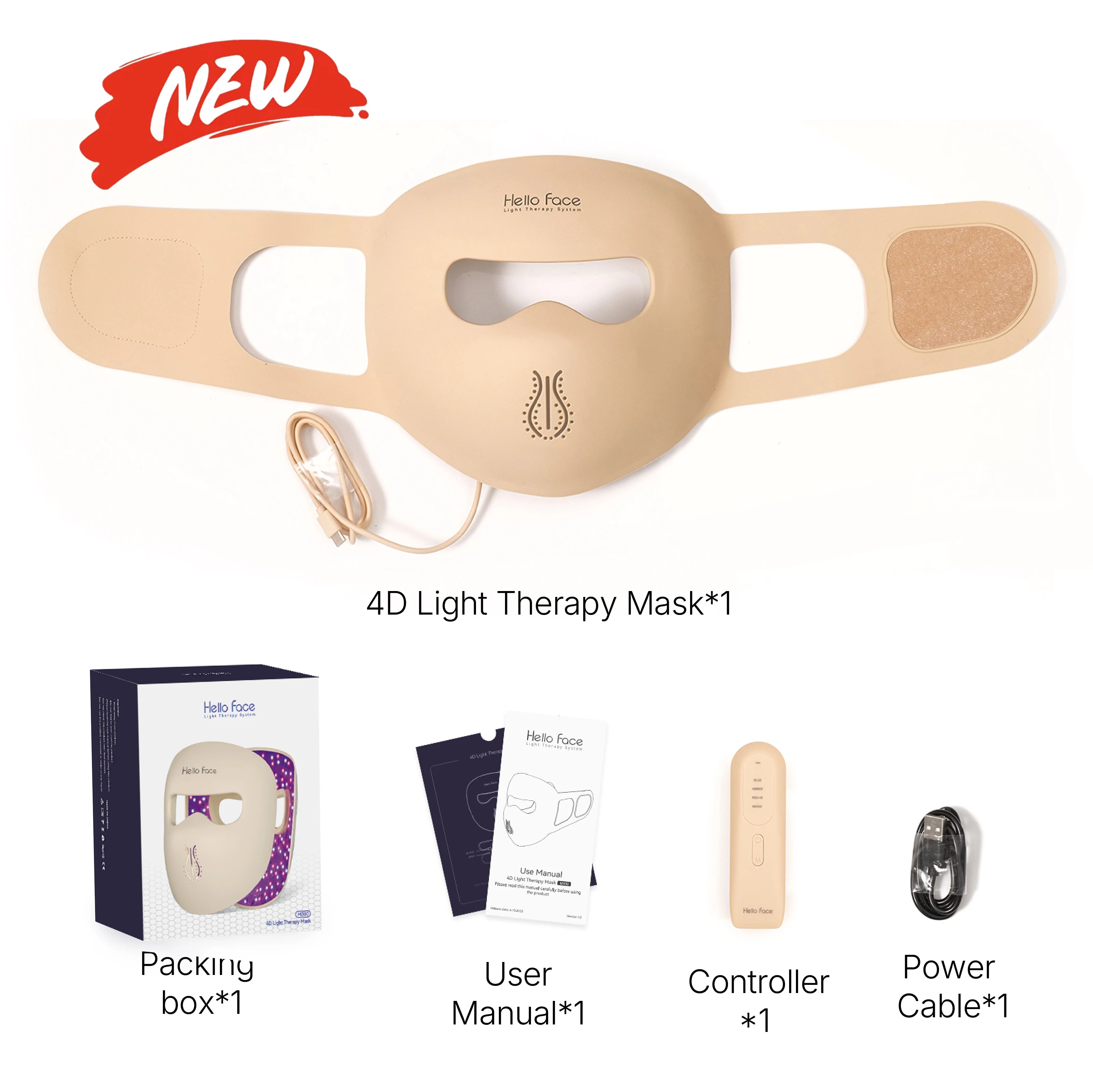 M300 4D LED Face Mask, Silicone Frame Skin-Friendly Material