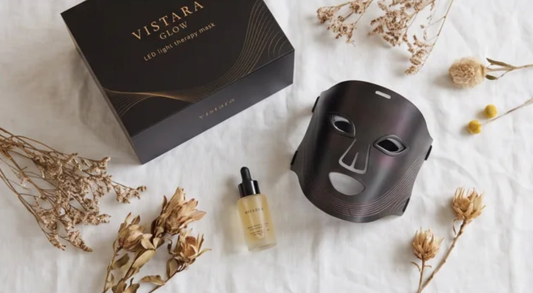 Vistara Glow mask worn by model